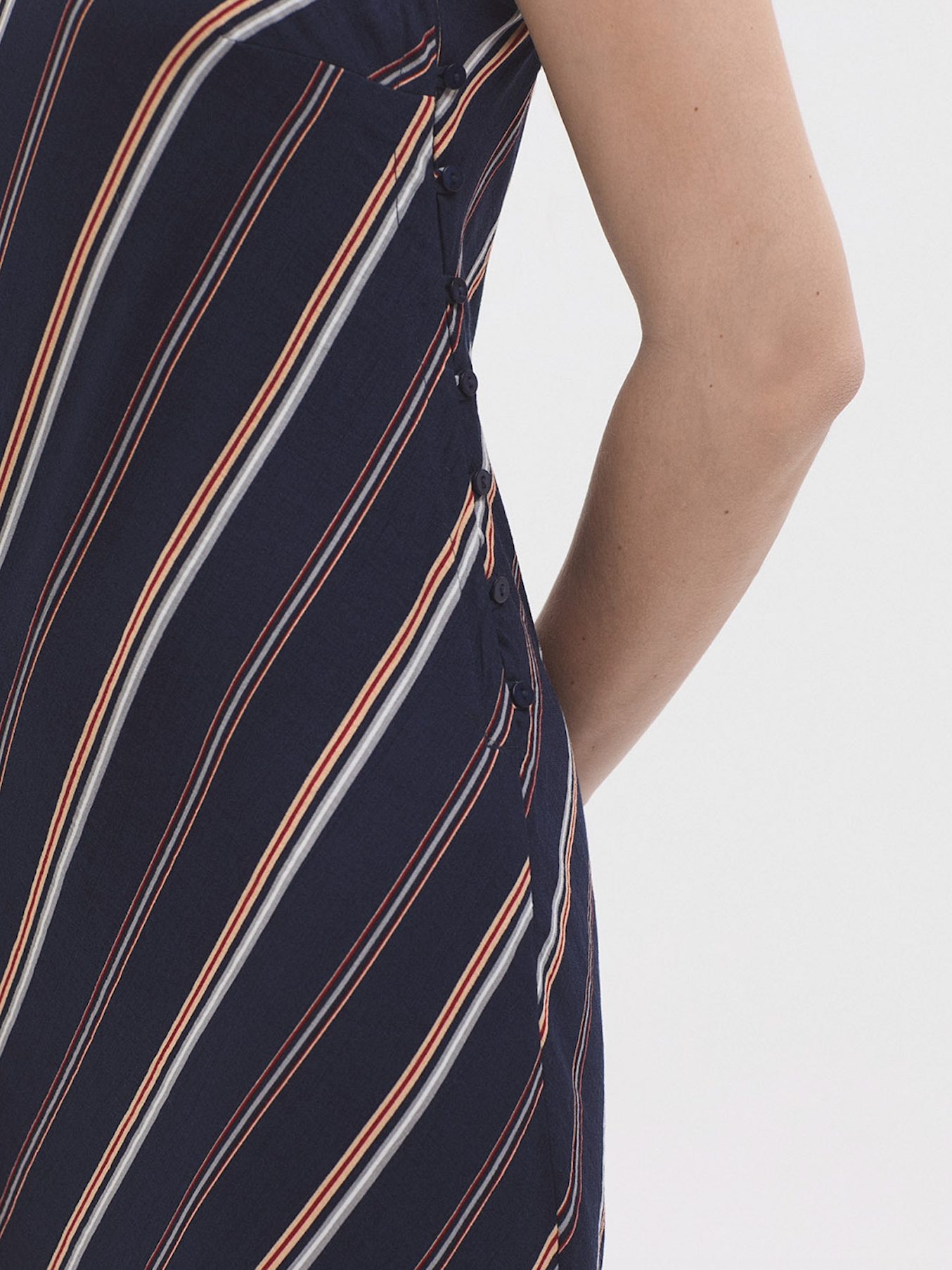 Tiny Stripe Strappy Dress | Navy | Nice Things
