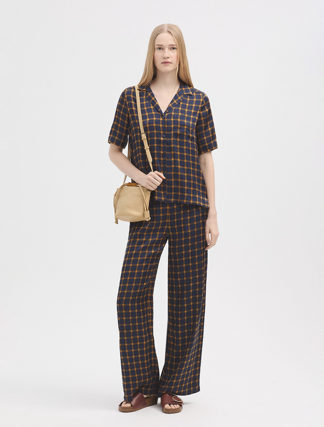 Garden Check Trouser | Navy | Nice Things