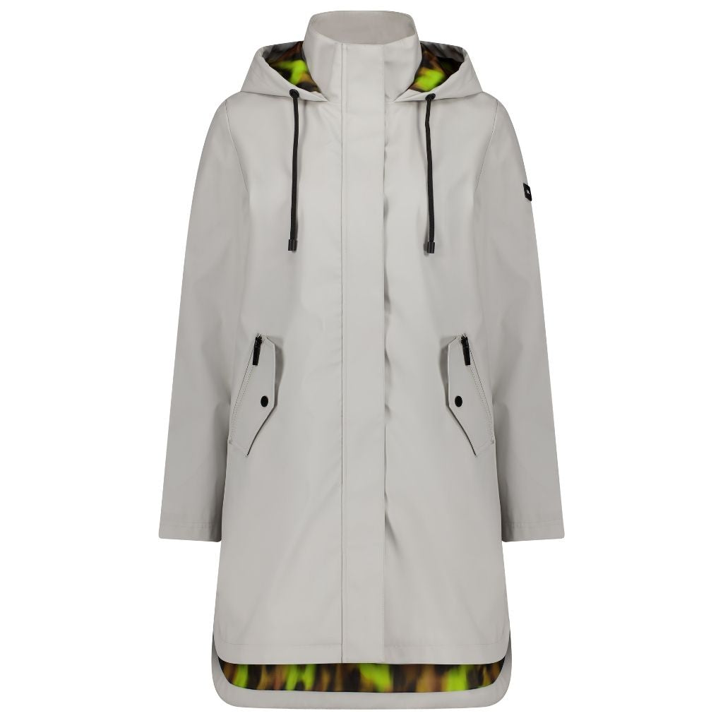 Billie PU Coated Rain Coat | Ice Crystal/Cat | Moke