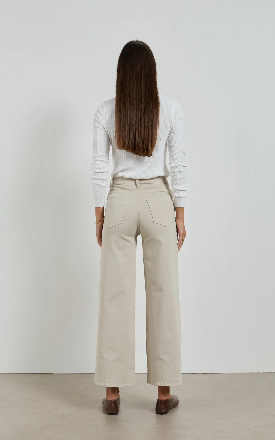 Bella Wide Leg Jean | Beige | Dricoper