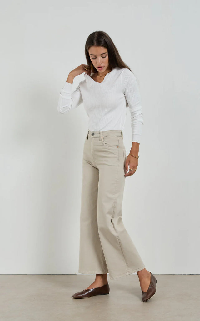 Bella Wide Leg Jean | Beige | Dricoper