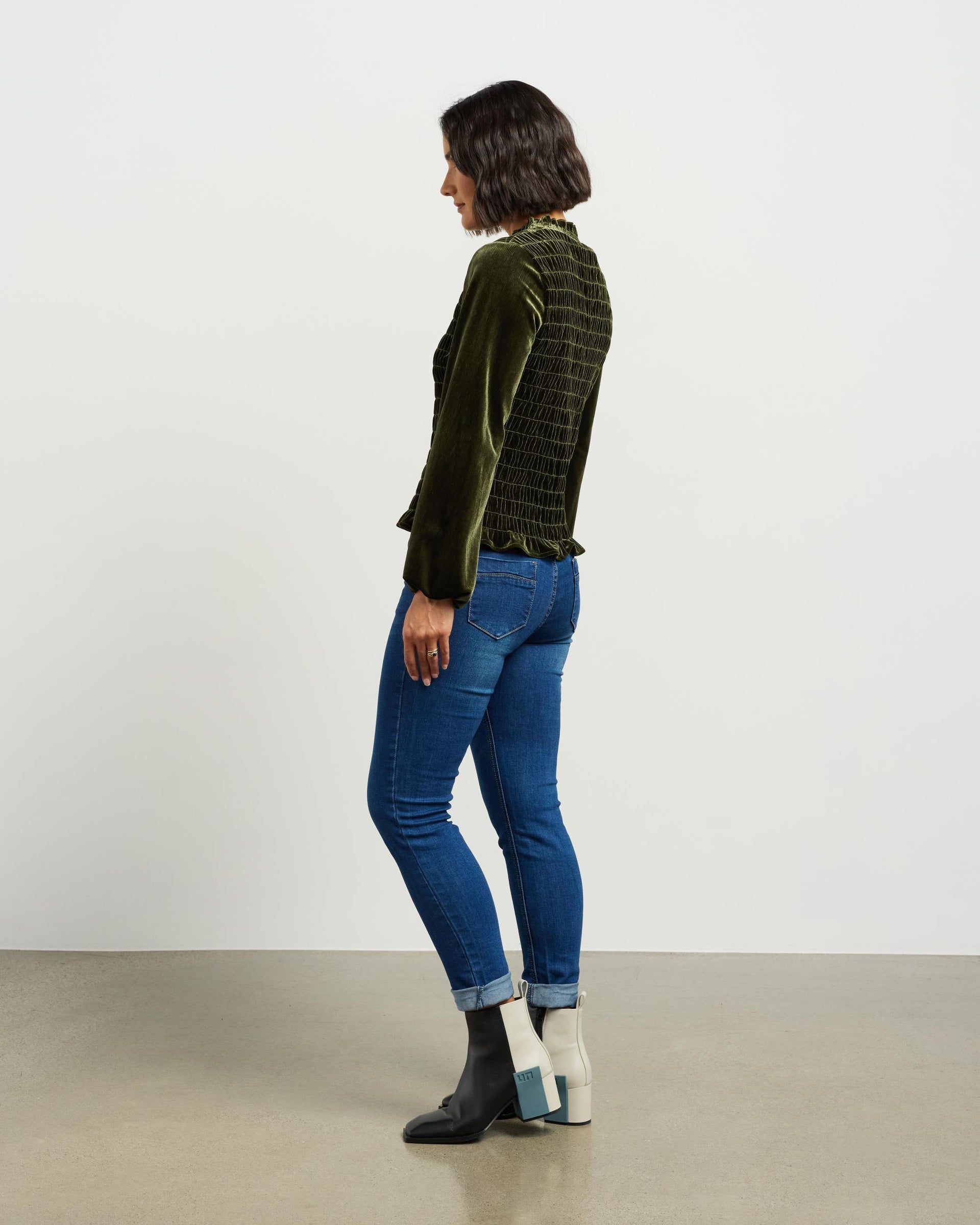 Ashleigh Top | Dark Olive Vintage Velvet | Et Alia