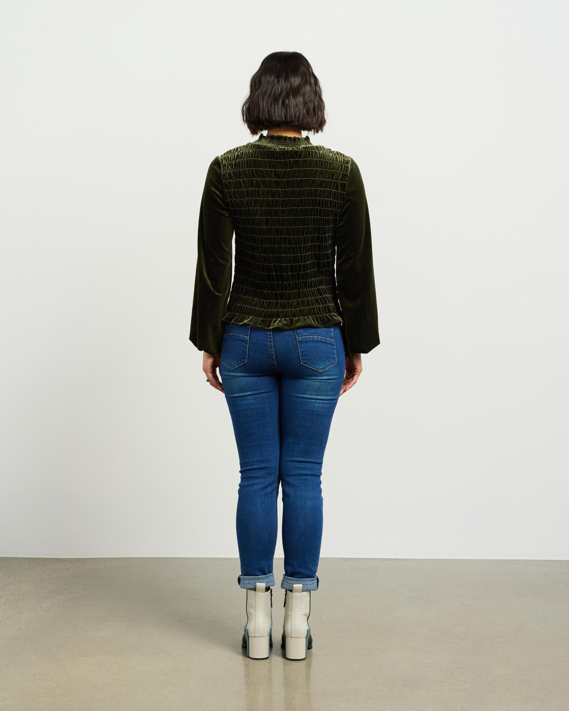 Ashleigh Top | Dark Olive Vintage Velvet | Et Alia
