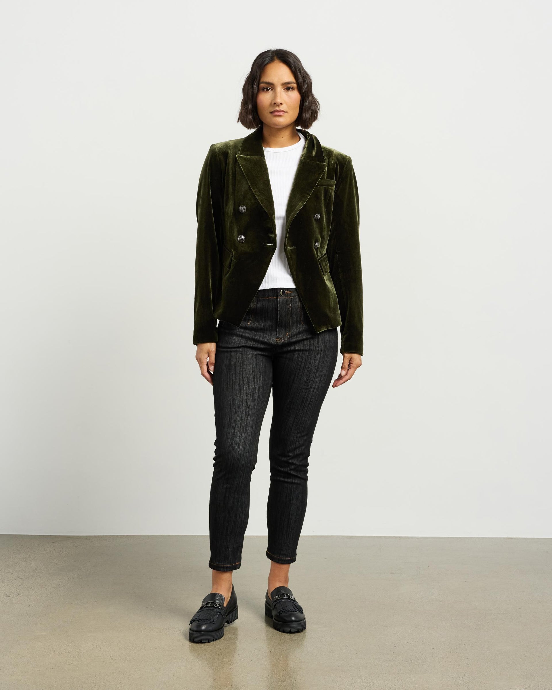Ashton Blazer | Olive Vintage Velvet | Et Alia
