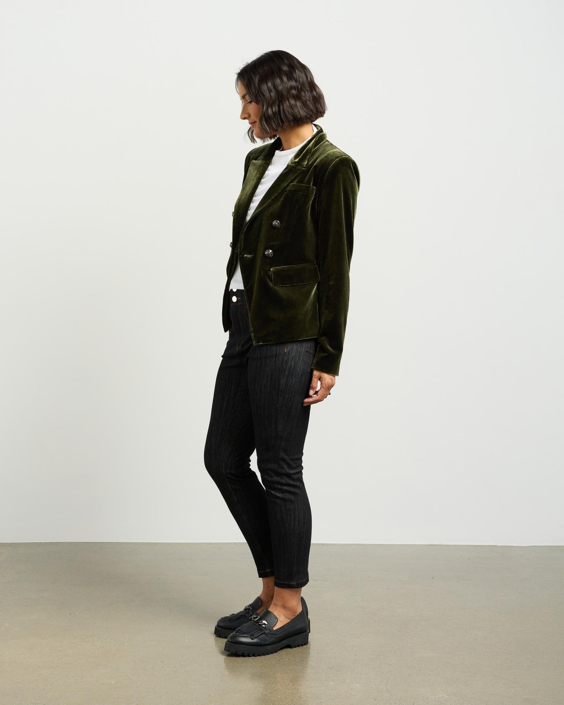 Ashton Blazer | Olive Vintage Velvet | Et Alia