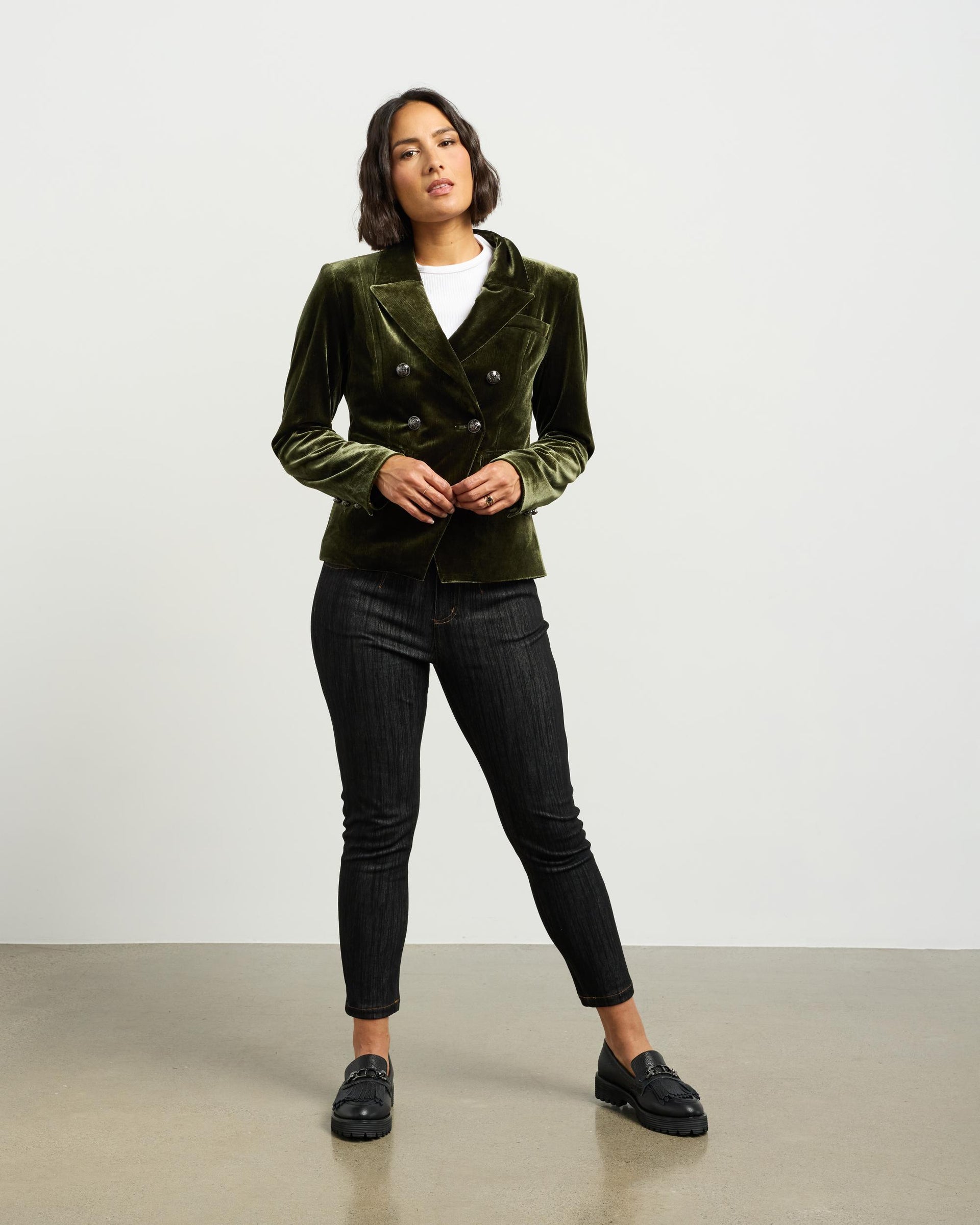 Ashton Blazer | Olive Vintage Velvet | Et Alia