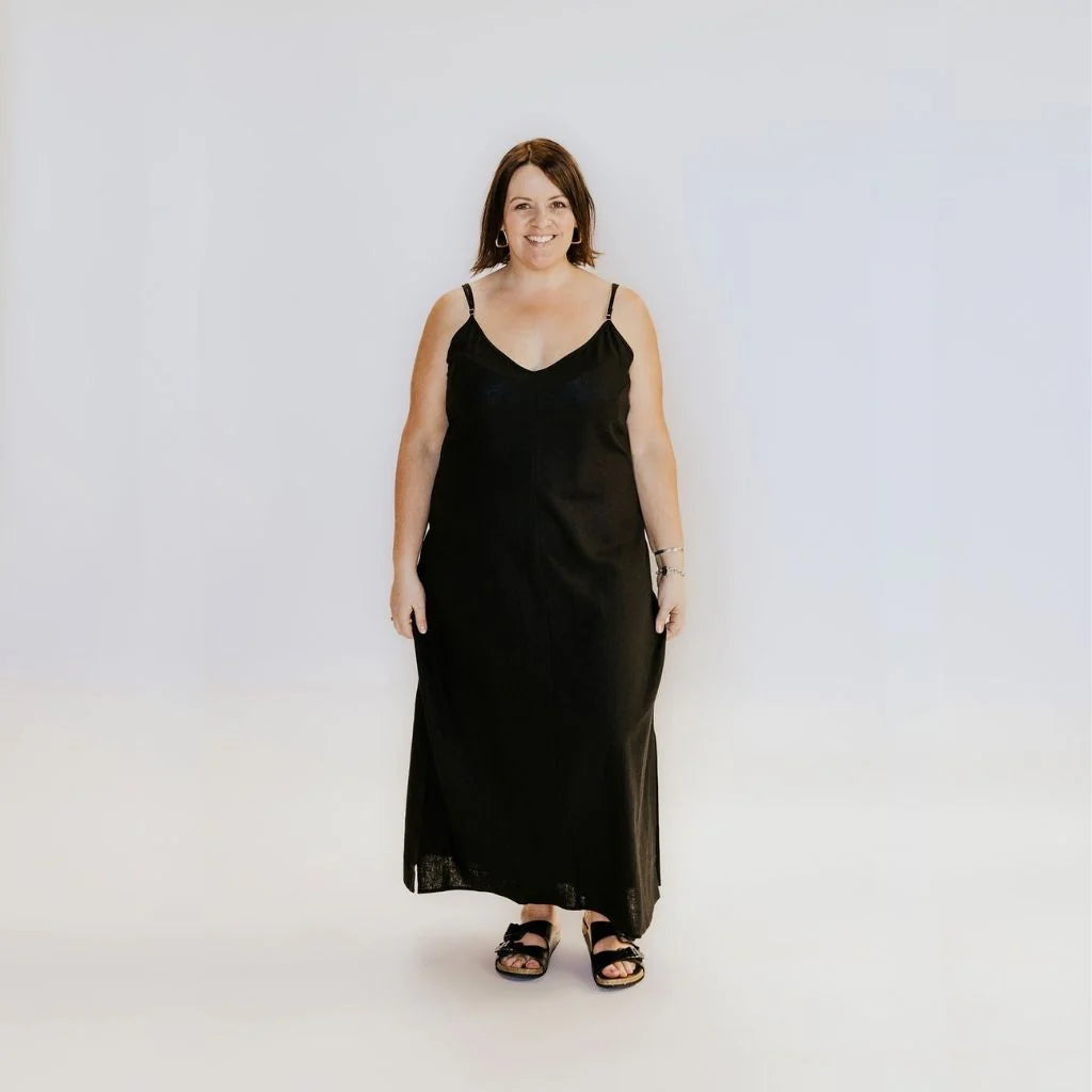 Gina Slip Dress | Black | Moke