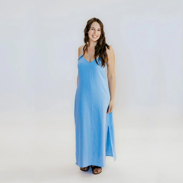 Gina Slip Dress | Pool Blue | Moke