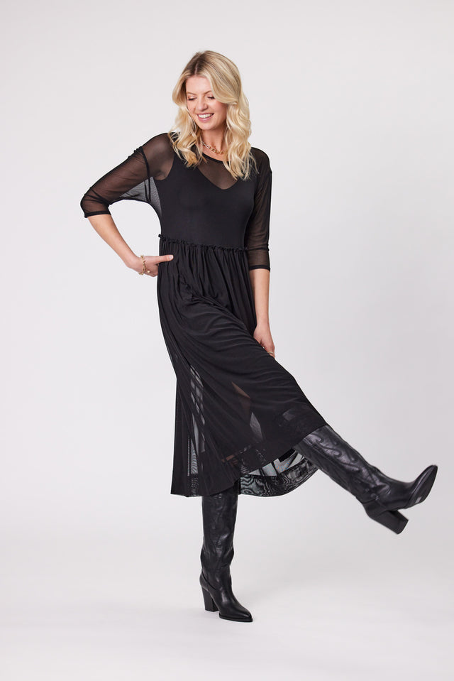 Sarai Dress | Black & Polka | Lemontree
