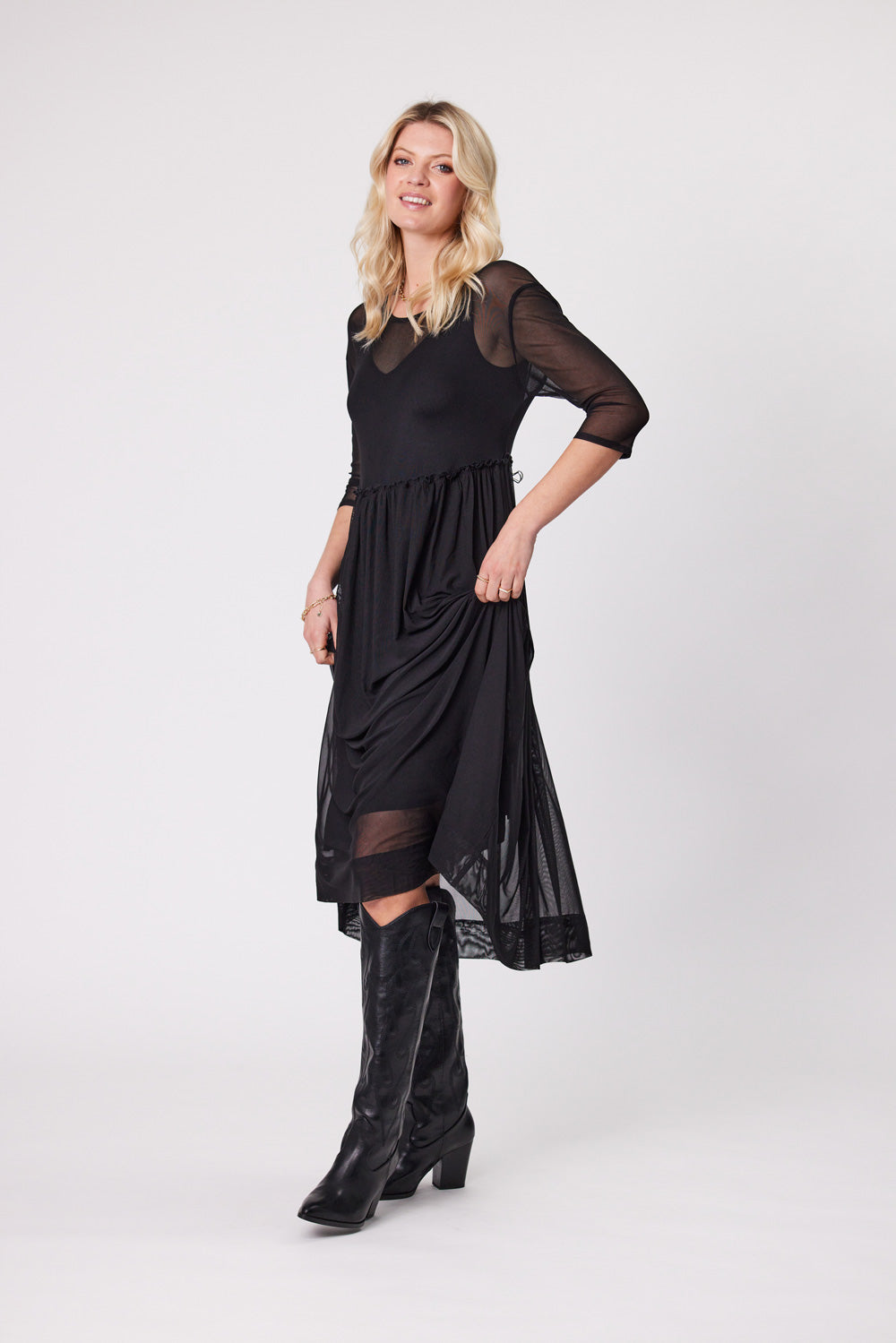 Sarai Dress | Black & Polka | Lemontree