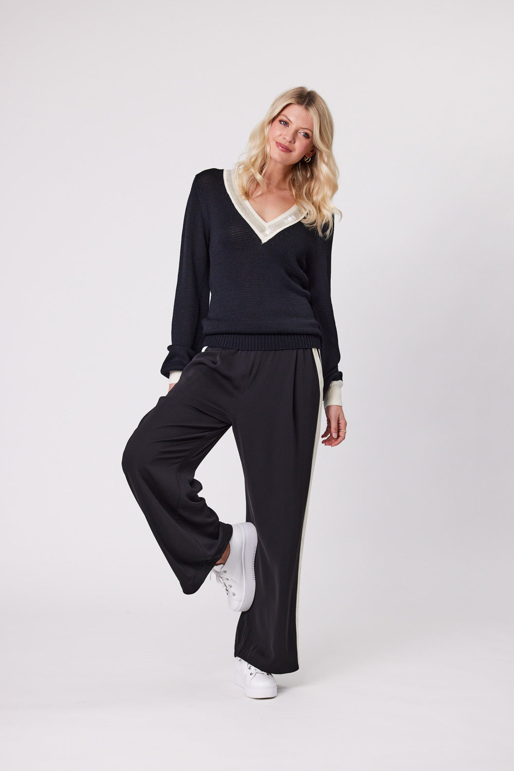Angelica Knit | Black/Cream | Lemontree