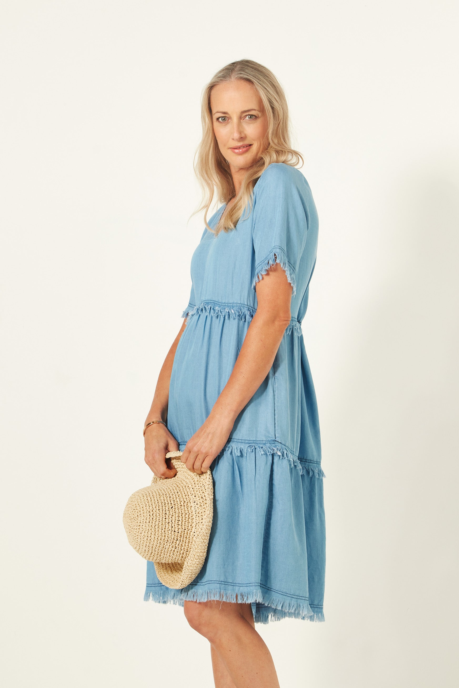 Beatrice Dress | Chambray | Lemontree