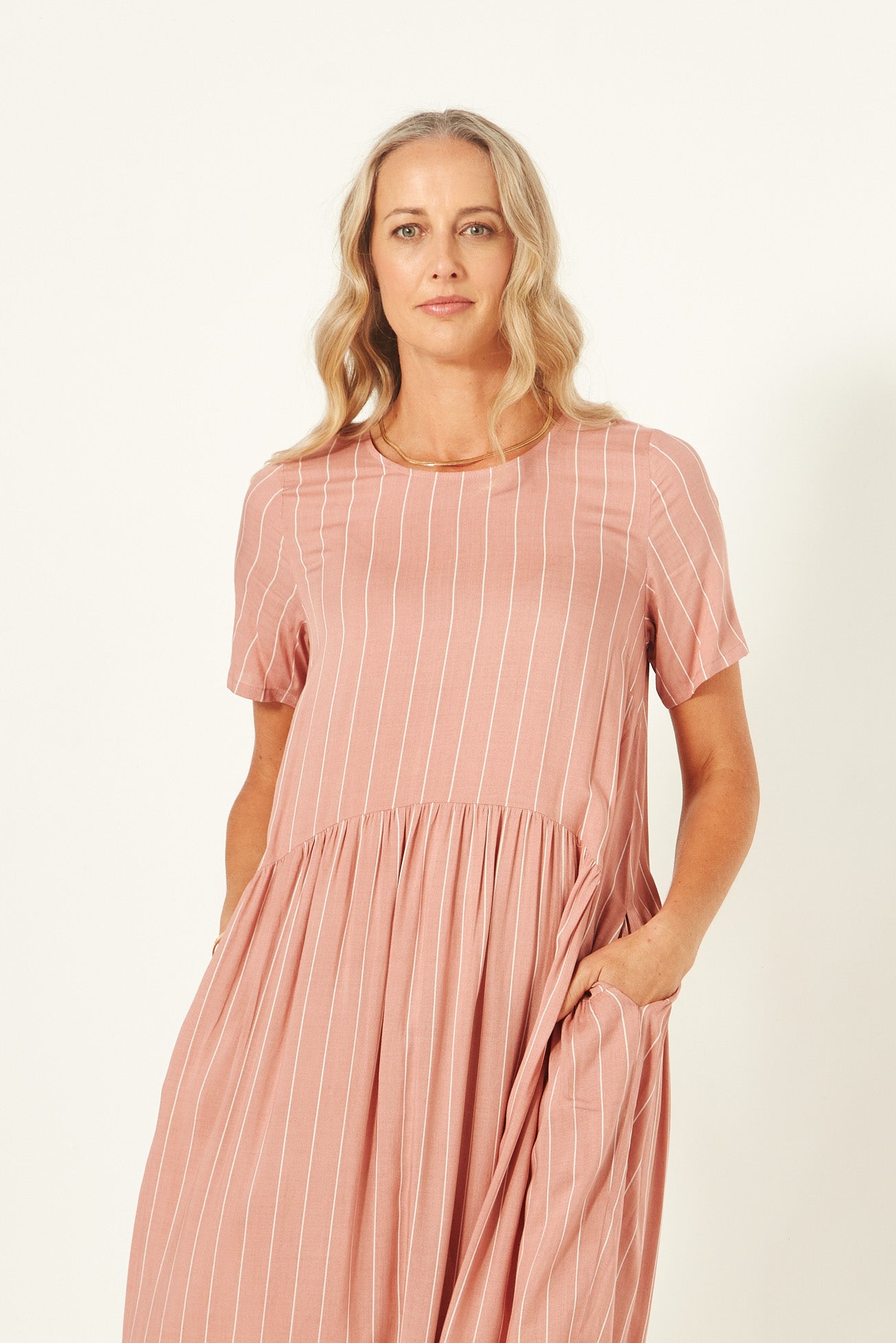 Monroe Dress | Nude Stripe | Lemontree