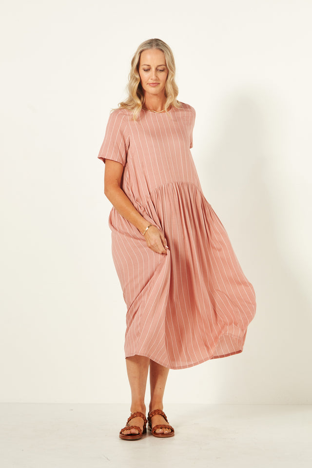 Monroe Dress | Nude Stripe | Lemontree