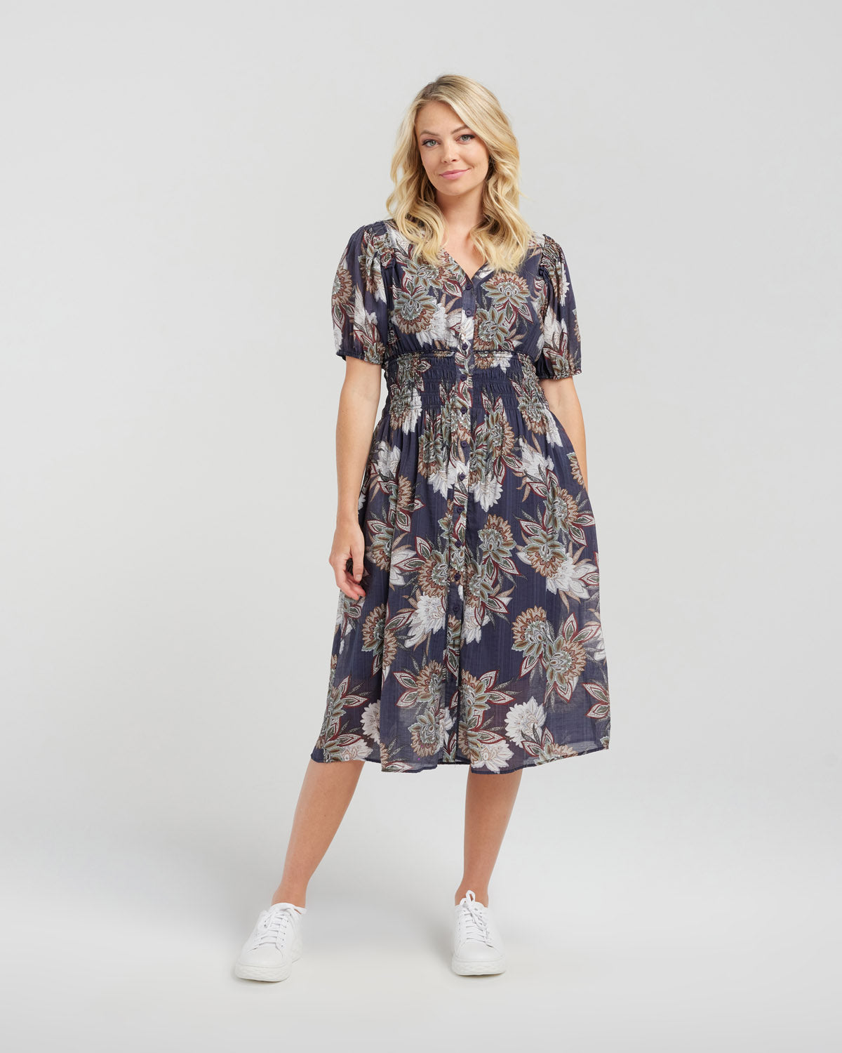 Maggie Dress | Navy Flora | Seduce