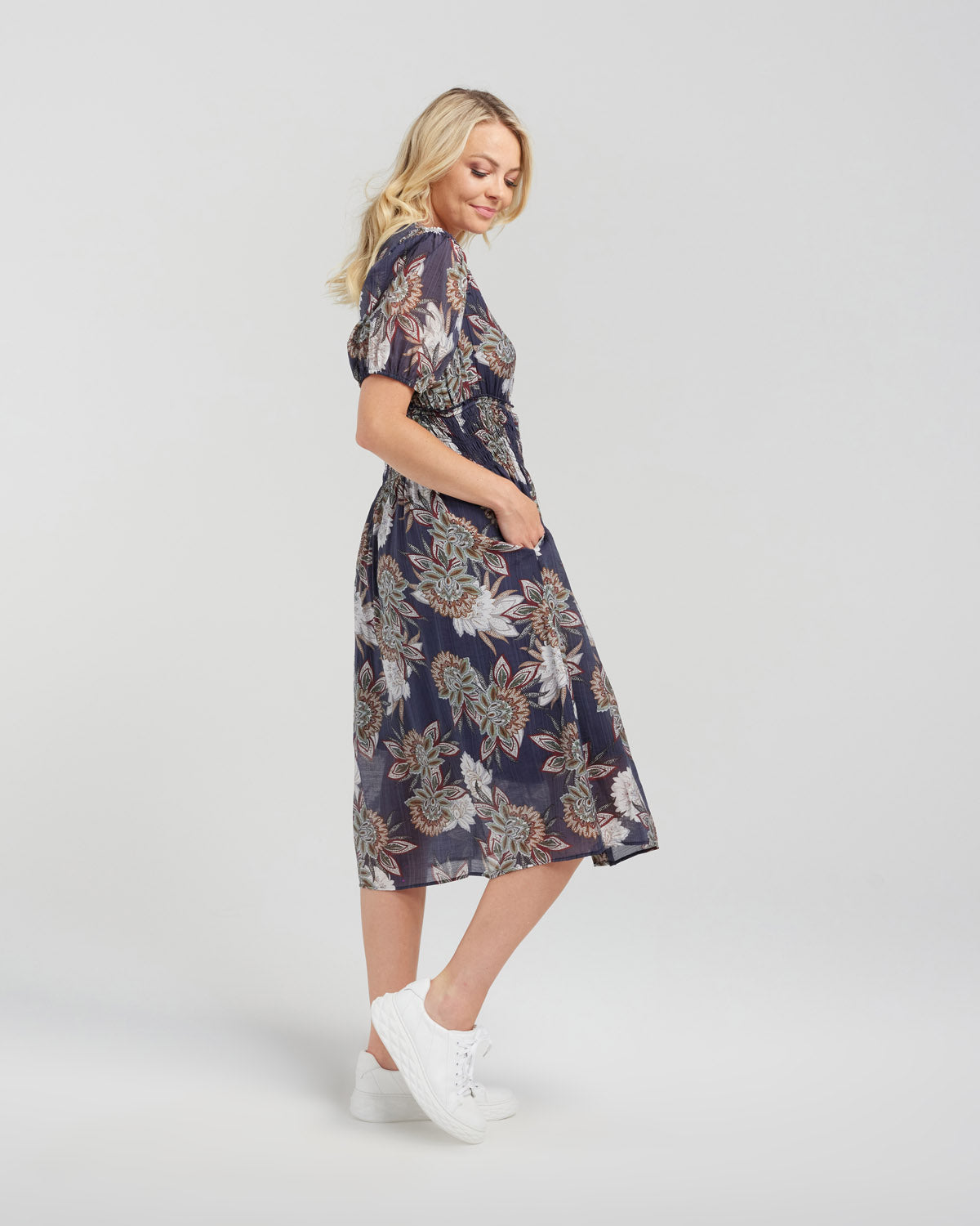 Maggie Dress | Navy Flora | Seduce