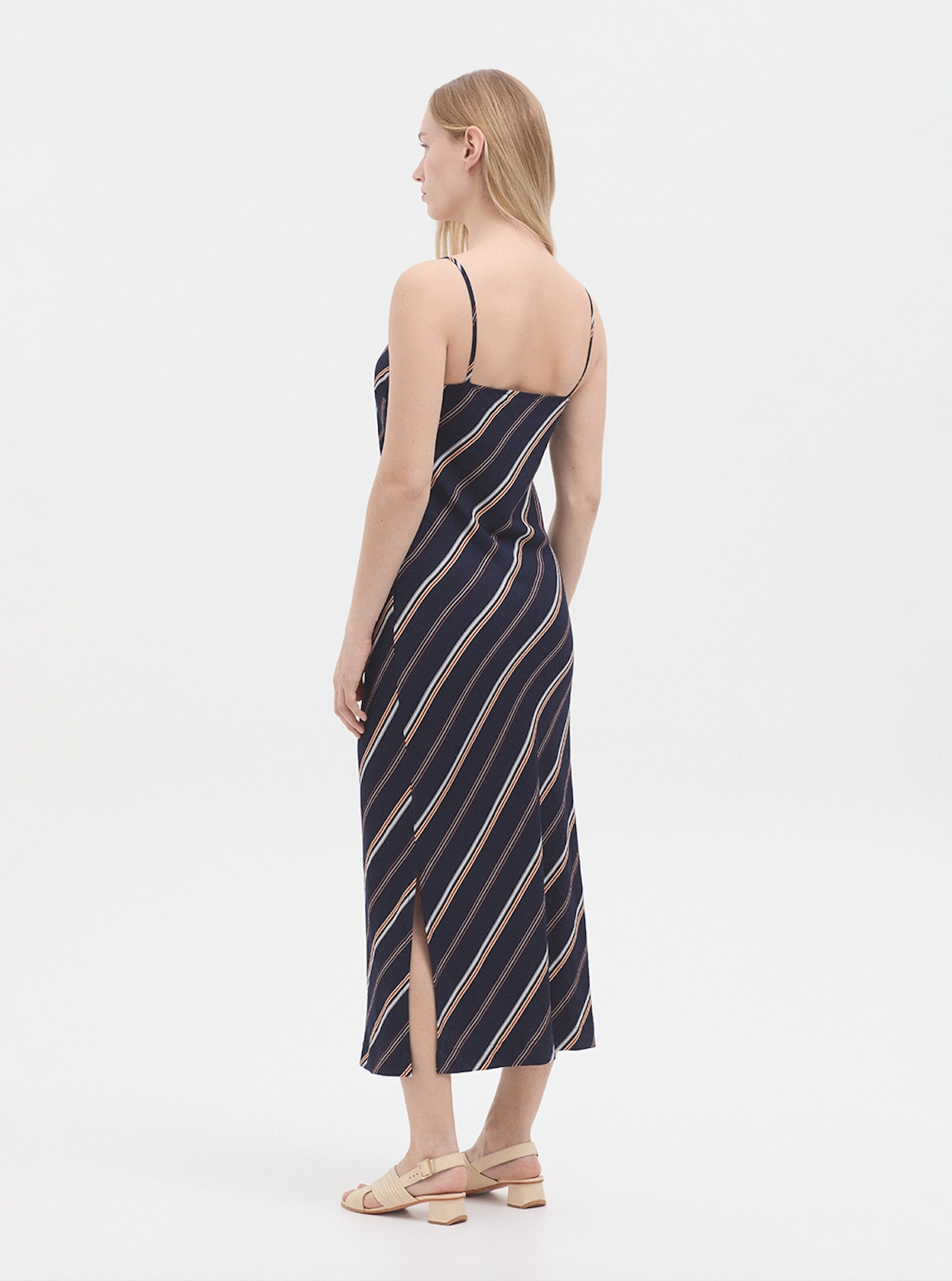 Tiny Stripe Strappy Dress | Navy | Nice Things