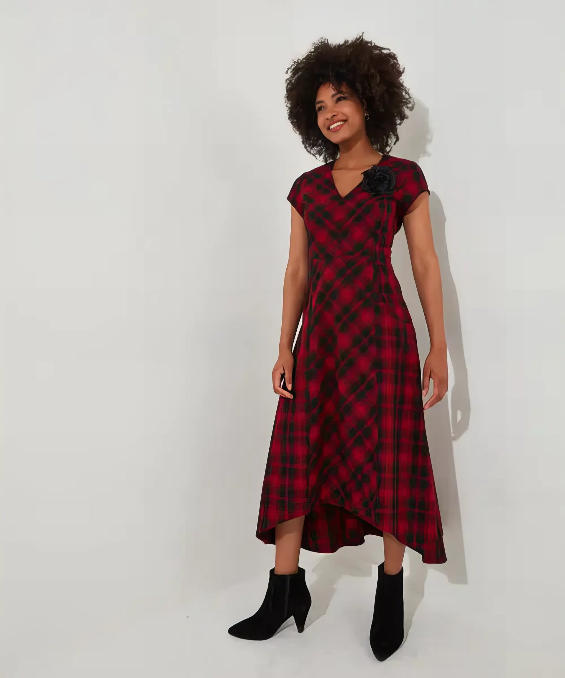 Dixie Chek Dress | Red | Joe Browns