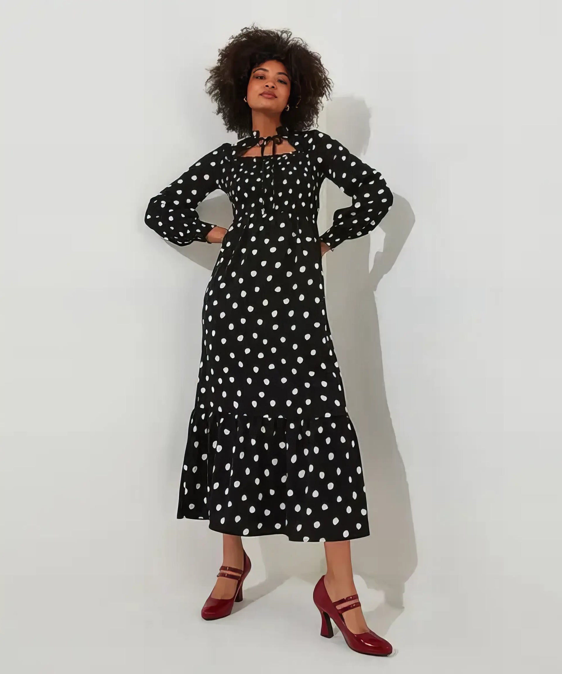 Serena Spot Dress | Black | Joe Browns