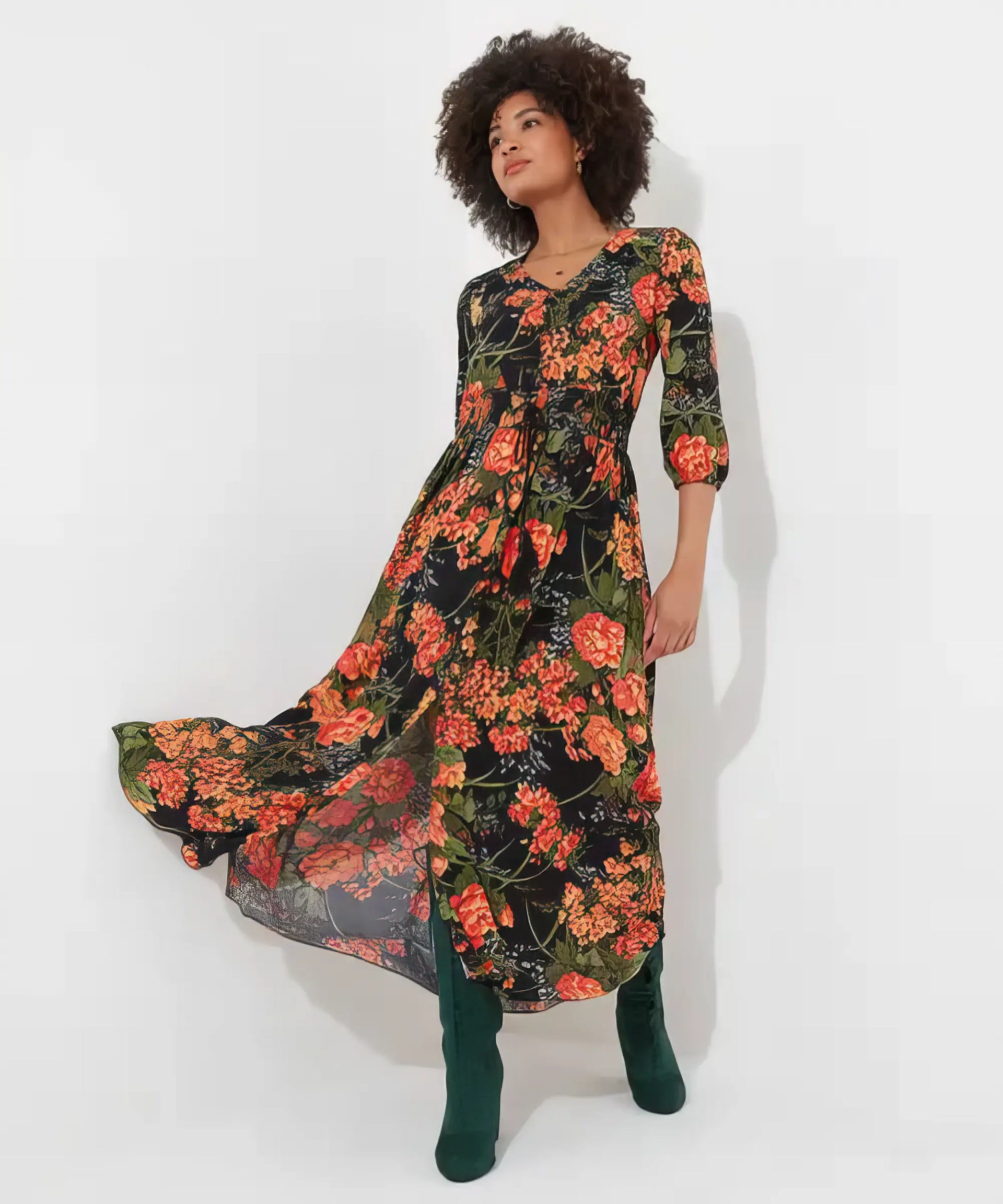 Sienna Florals Dress | Black | Joe Browns