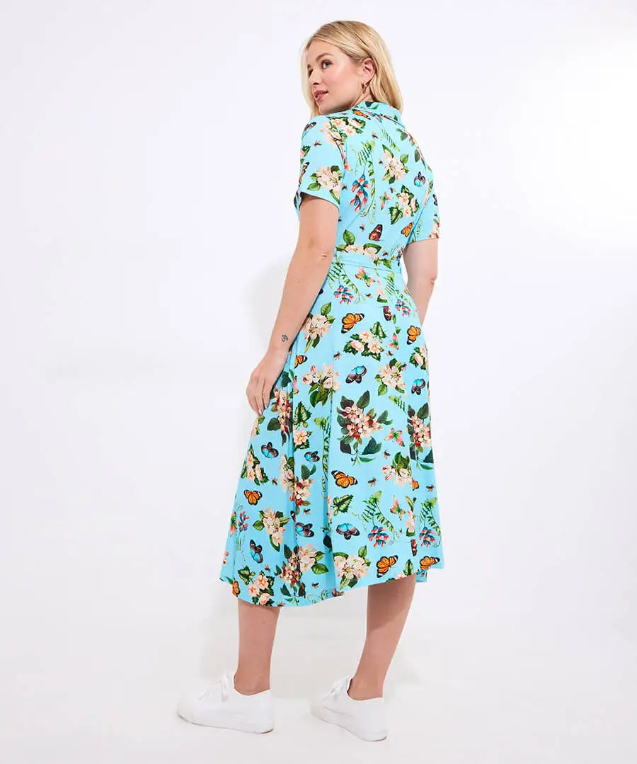 Erin Butterfly Jersey Dress | Blue