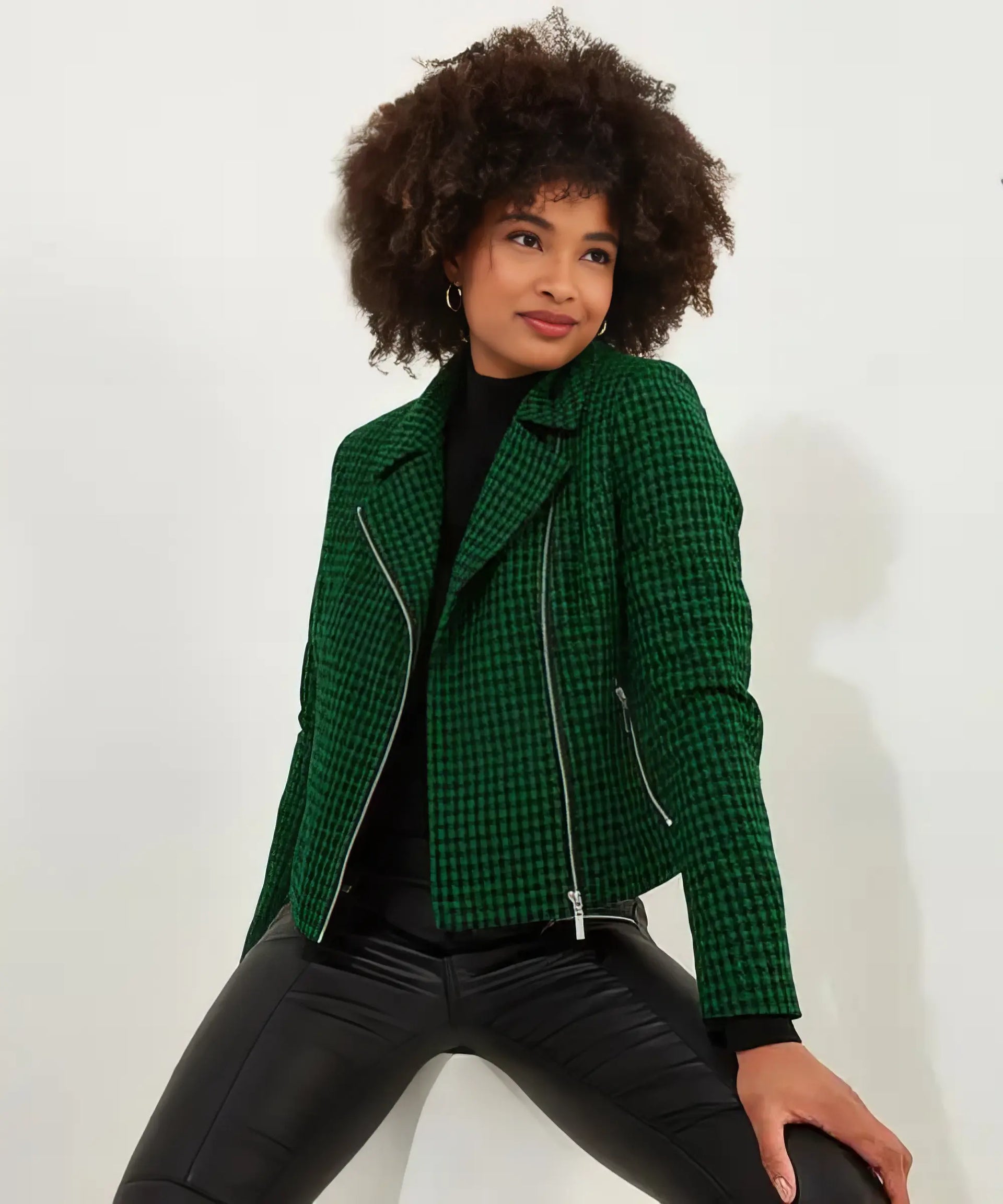 Meg Dogstooth Jacket | Green | Joe Browns