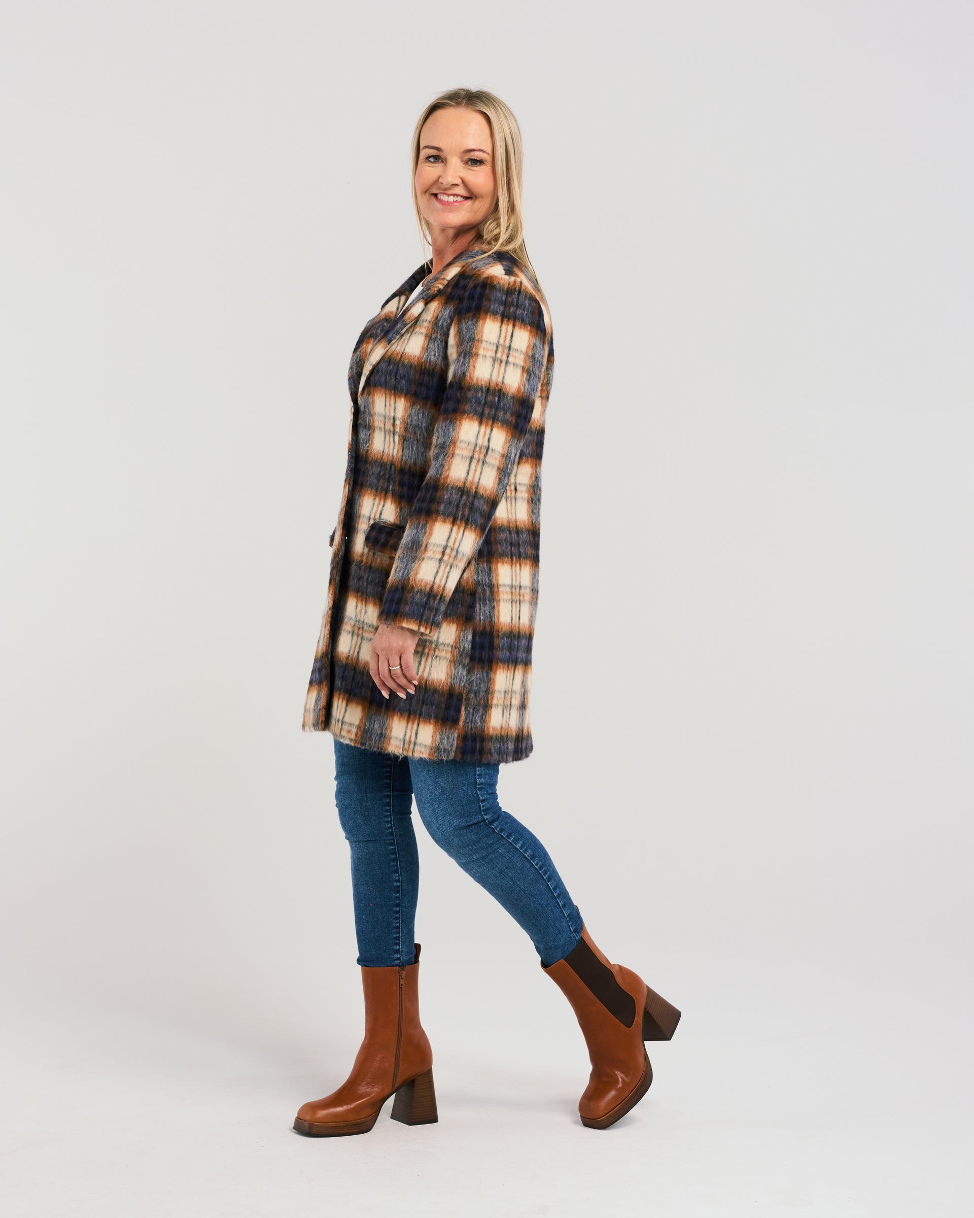 Vera Coat | Midnight Plaid | Zafina