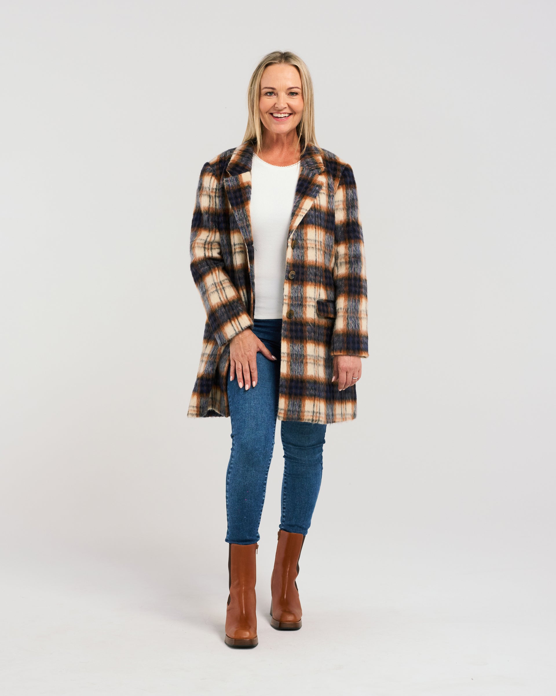 Vera Coat | Midnight Plaid | Zafina