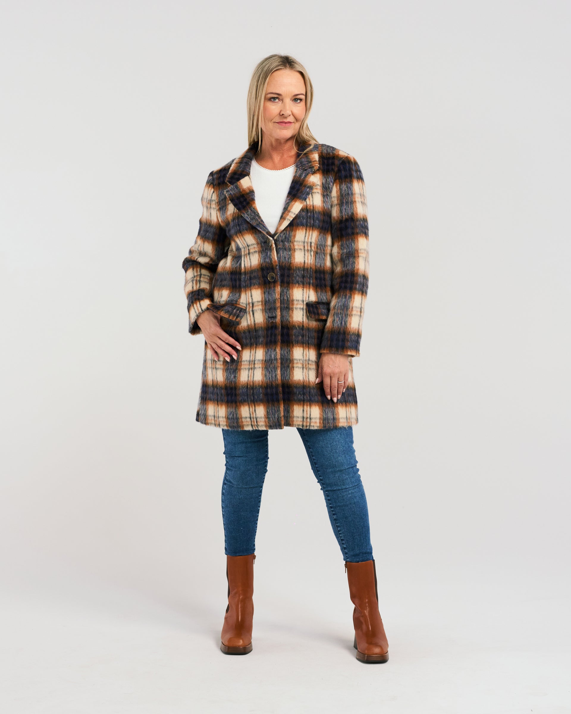 Vera Coat | Midnight Plaid | Zafina