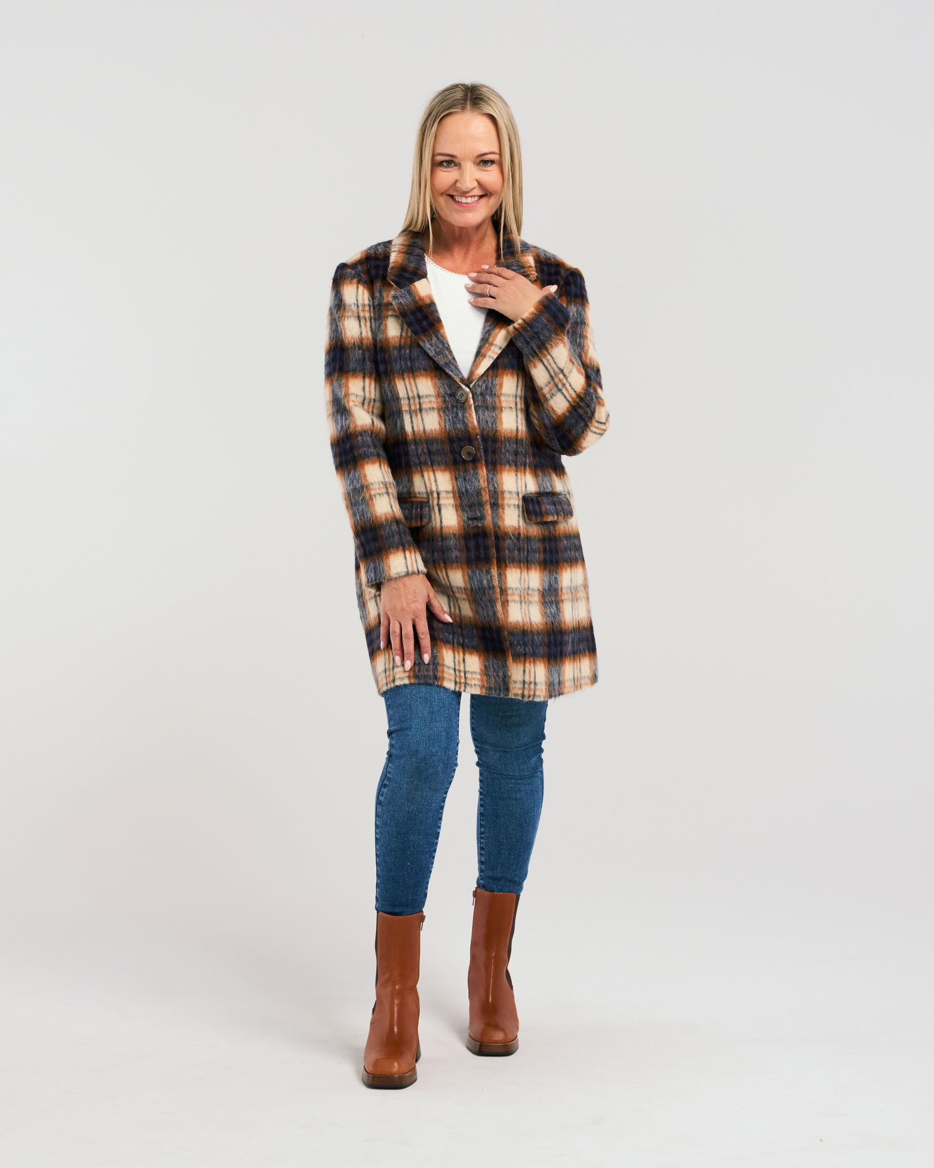 Vera Coat | Midnight Plaid | Zafina