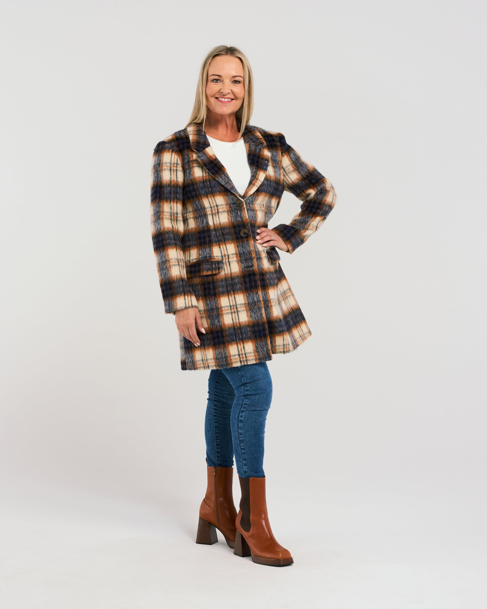 Vera Coat | Midnight Plaid | Zafina