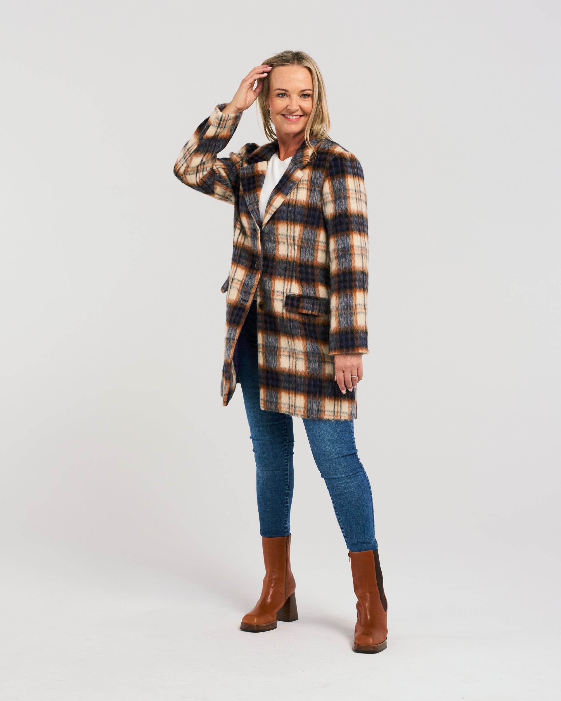 Vera Coat | Midnight Plaid | Zafina