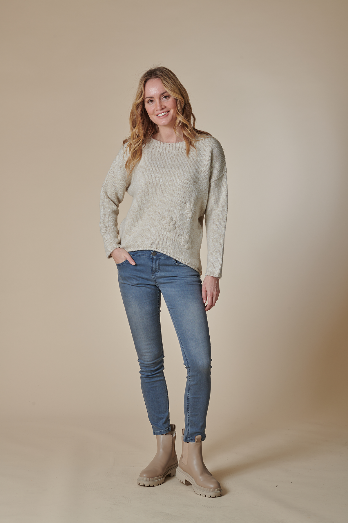 Nina Flower Knit | Fog | Zhrill